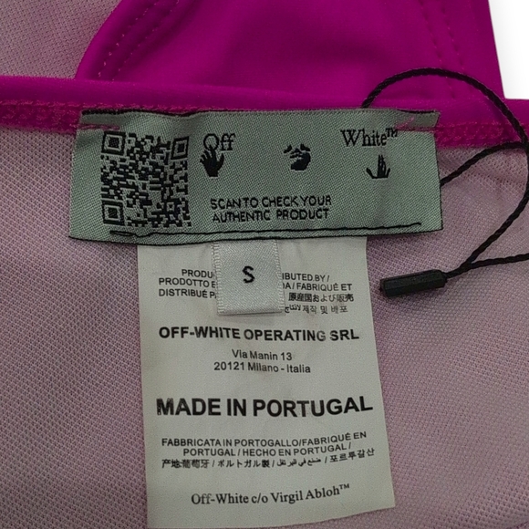 Off-White Tape Ribbed Swimsuit $390 Fuschia Blue White Small - Picture 8 of 11